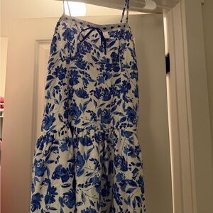 Blue Floral Drop Waist Mini Dress- Unbranded